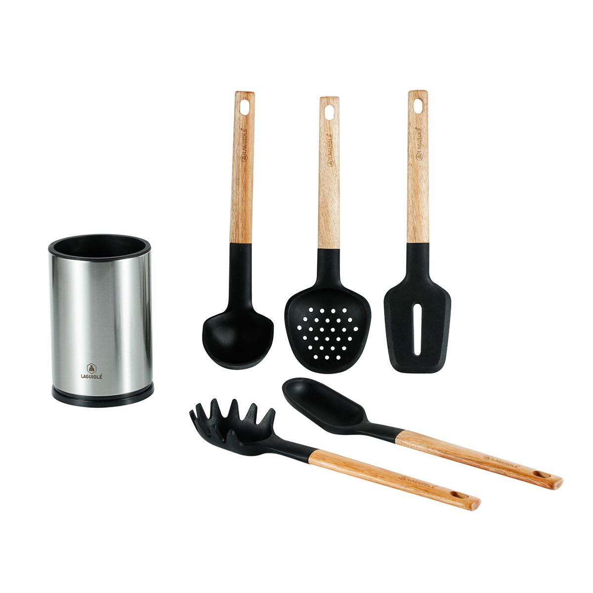 Set de 5 ustensiles de cuisine - "Sève" couleur unique, LAGUIOLE CUISSON