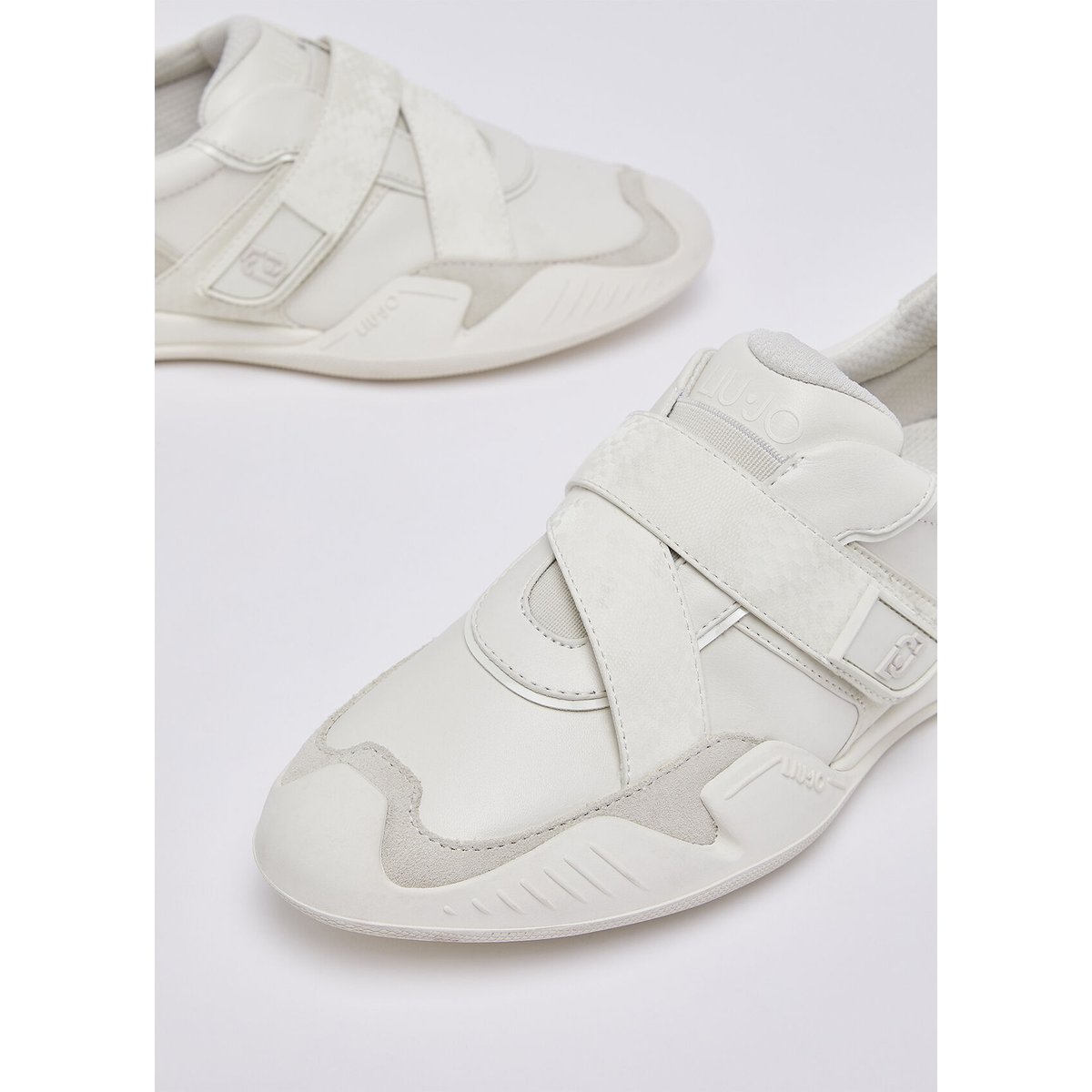 Baskets en cuir avec velcro blanc lait, LIU JO
