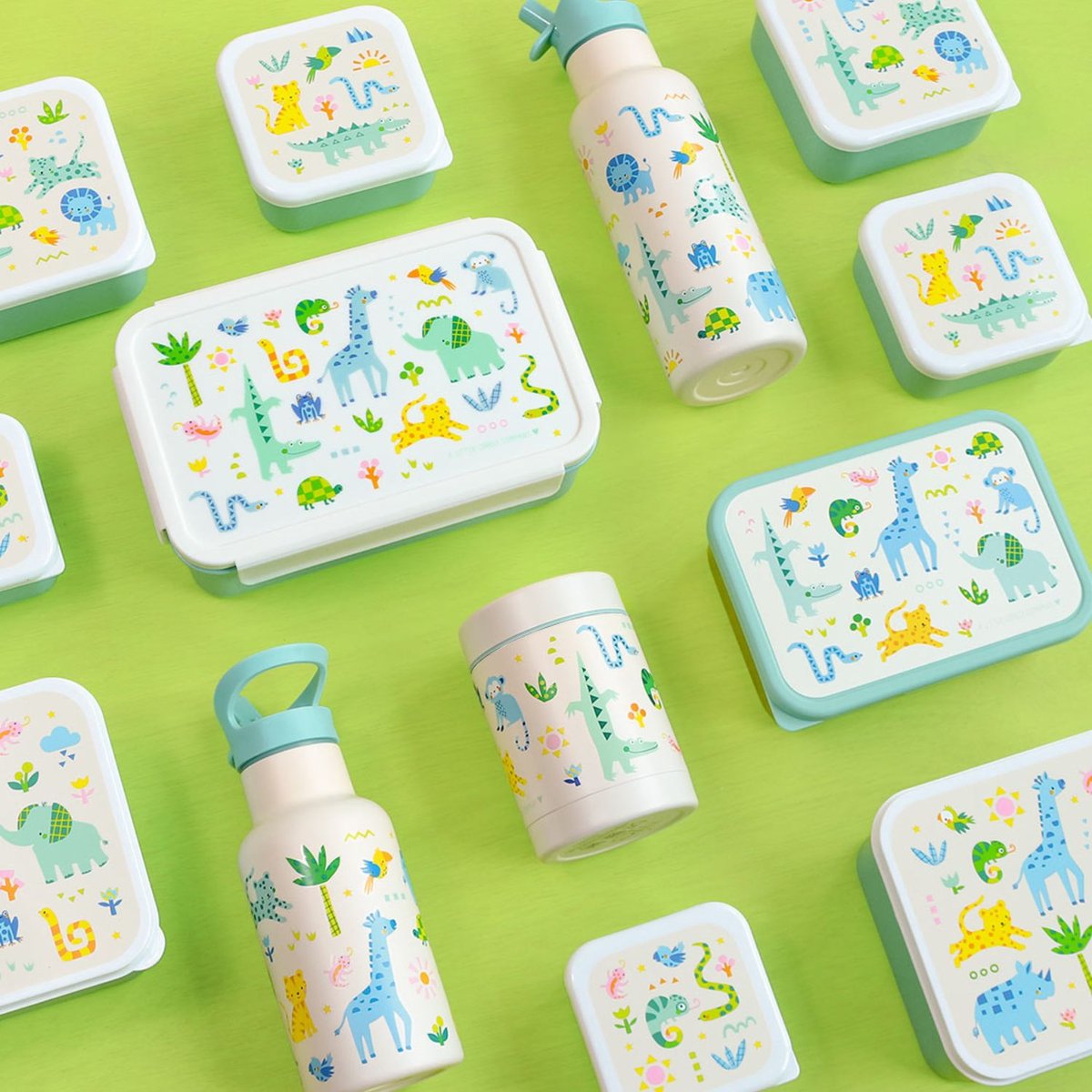 Lunch box blanc, vert, bleu, A LITTLE LOVELY COMPANY
