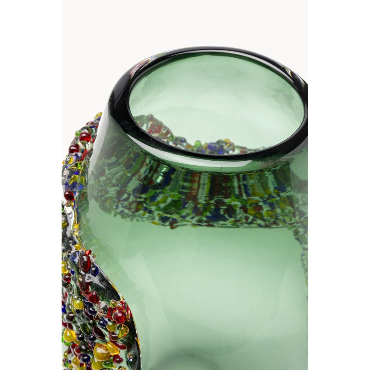 Vase en verre texturé, GLITTER CIRCLE vert, KARE DESIGN