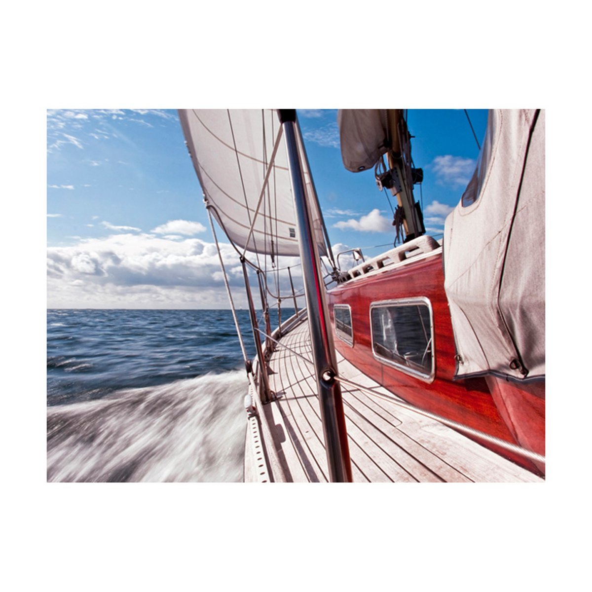 Papier peint intissé panoramique Paysage Bateau loin de la côte bleu, EDEN