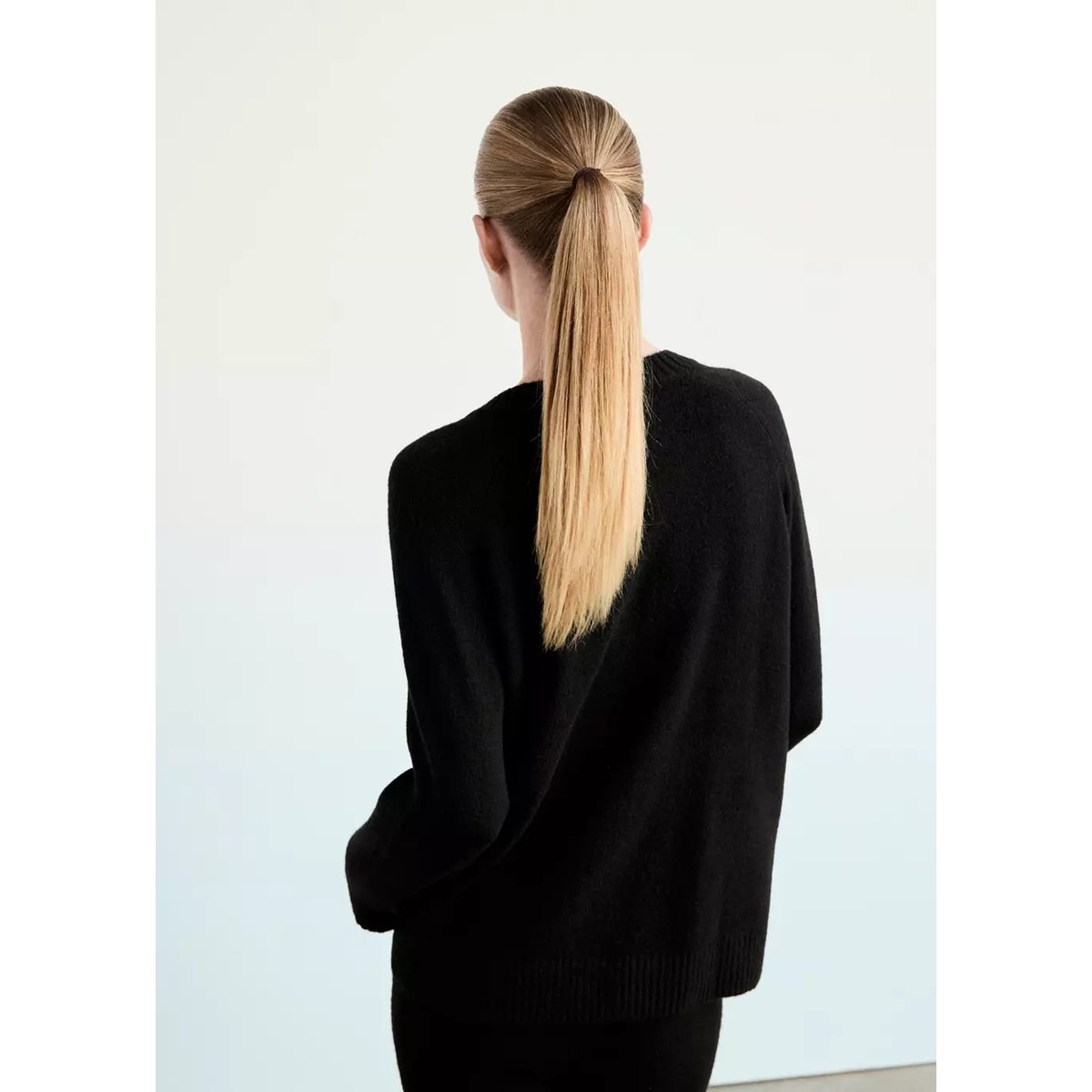 Pull de pyjama en maille à col rond noir, MANGO
