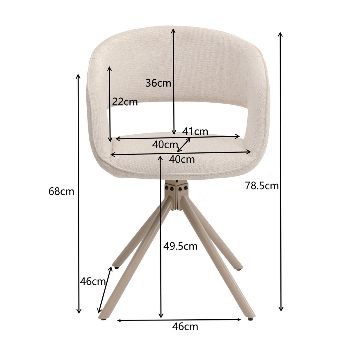 Chaise avec accoudoirs pivotante, GINA beige, KARE DESIGN