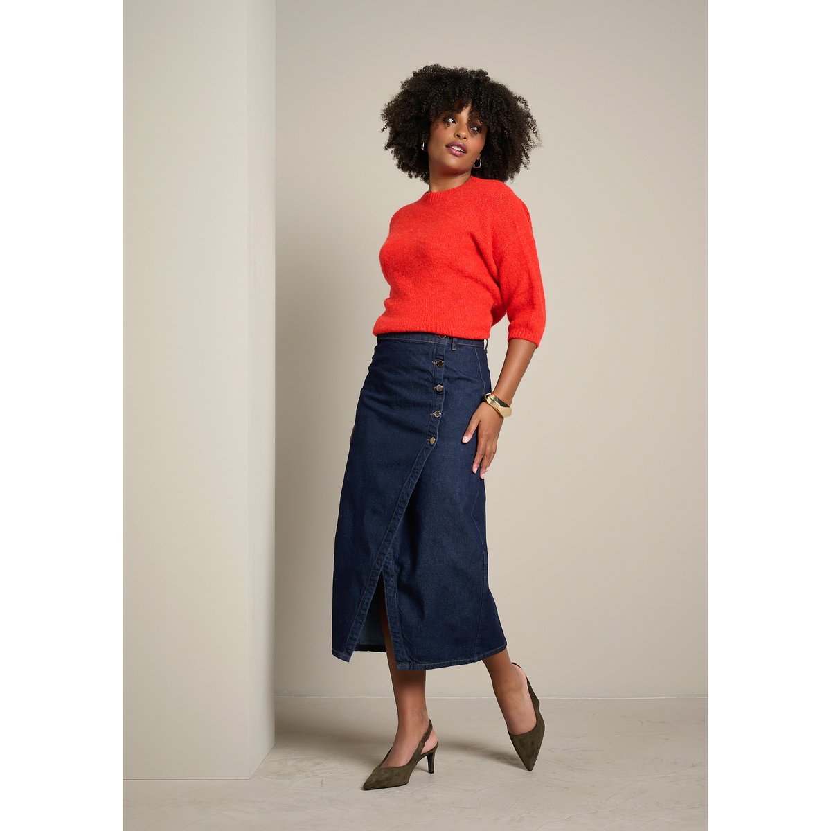 Jupe crayon en jean dark blue, LOLALIZA