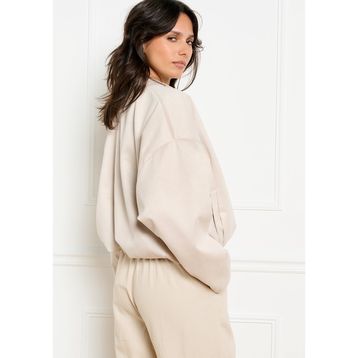 Blouson zippé oversize lt beige, LOLALIZA