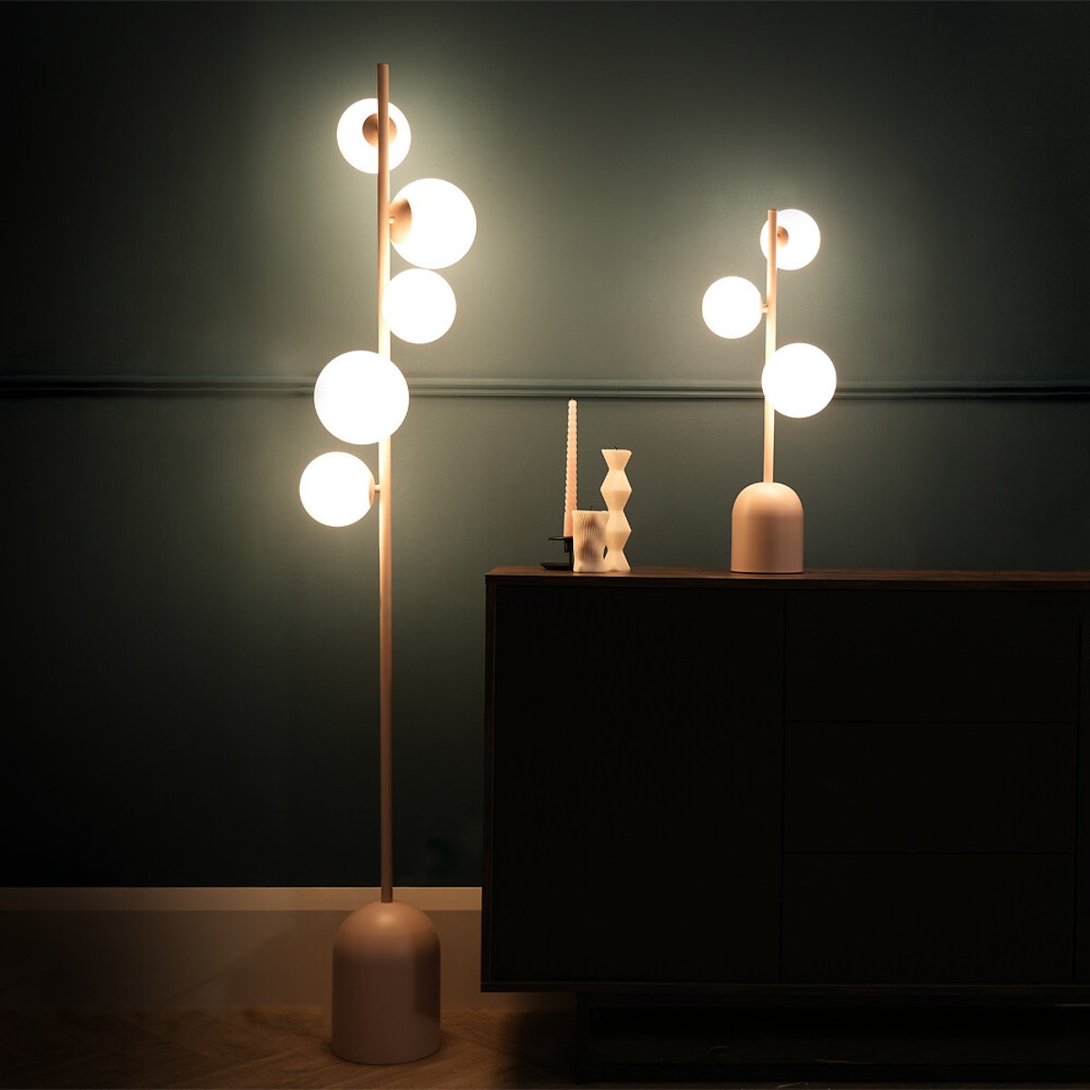 Marion 5-Light Floor Lamp in Blush Pink pink, SO'HOME