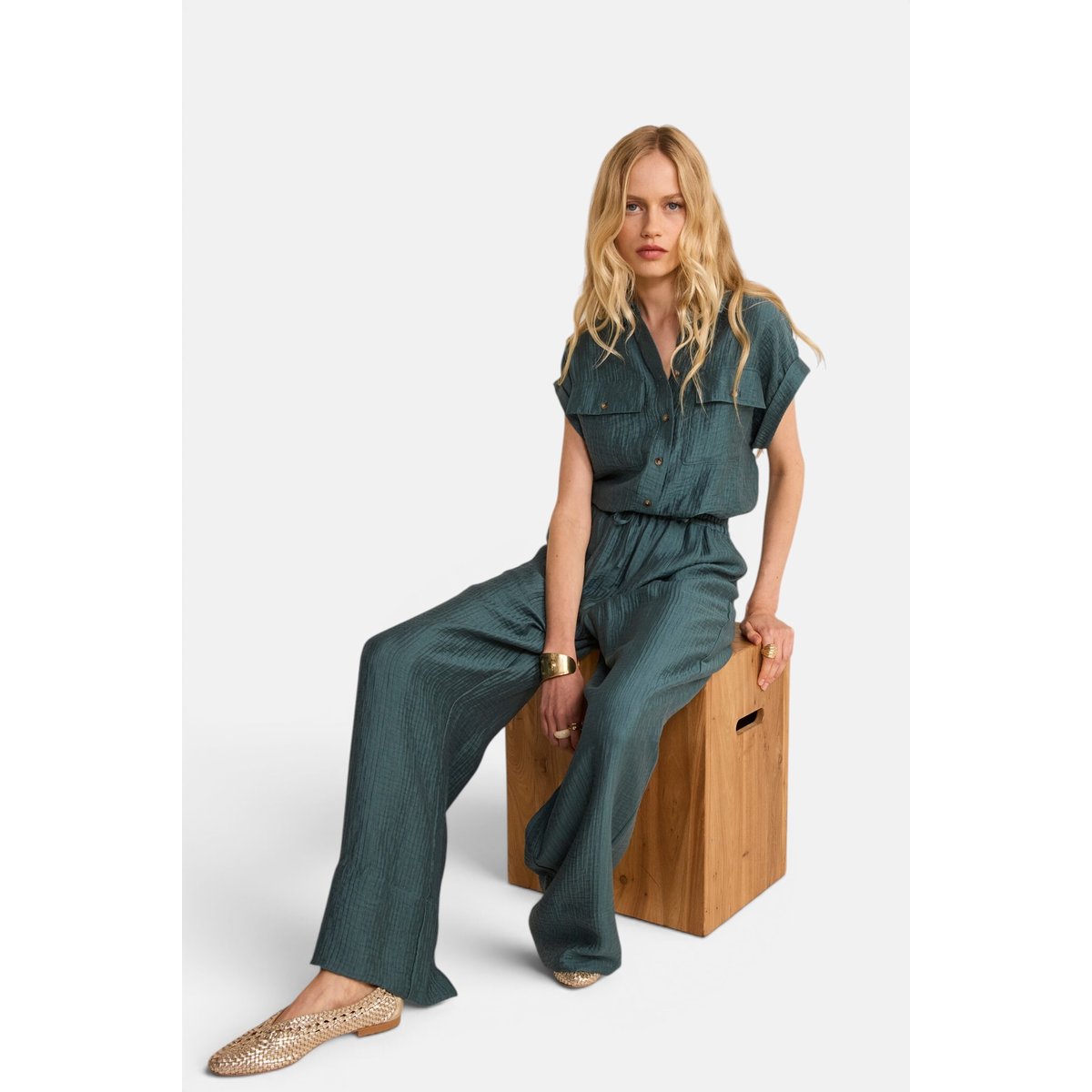 Pantalon fluide et large PRINCE petrole, Maison 123