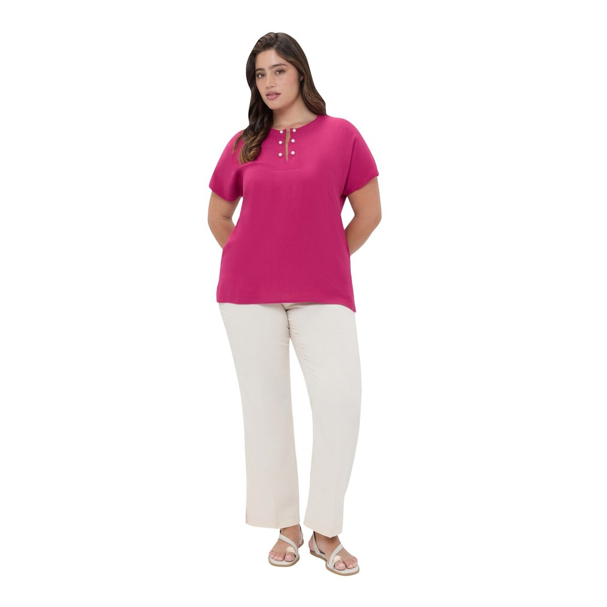 T-shirt avec détail perles blanc, FIORELLA RUBINO