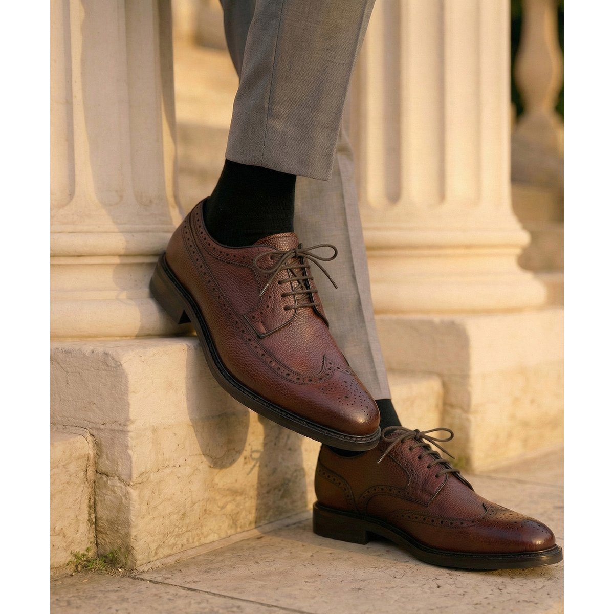 Derby cuir grainé BARTON marron, FINSBURY