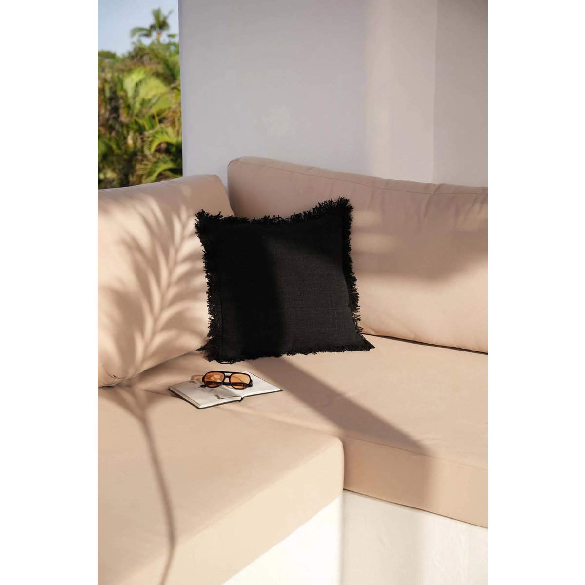 Housse de coussin en coton FULL MOON noir, BAZAR BIZAR