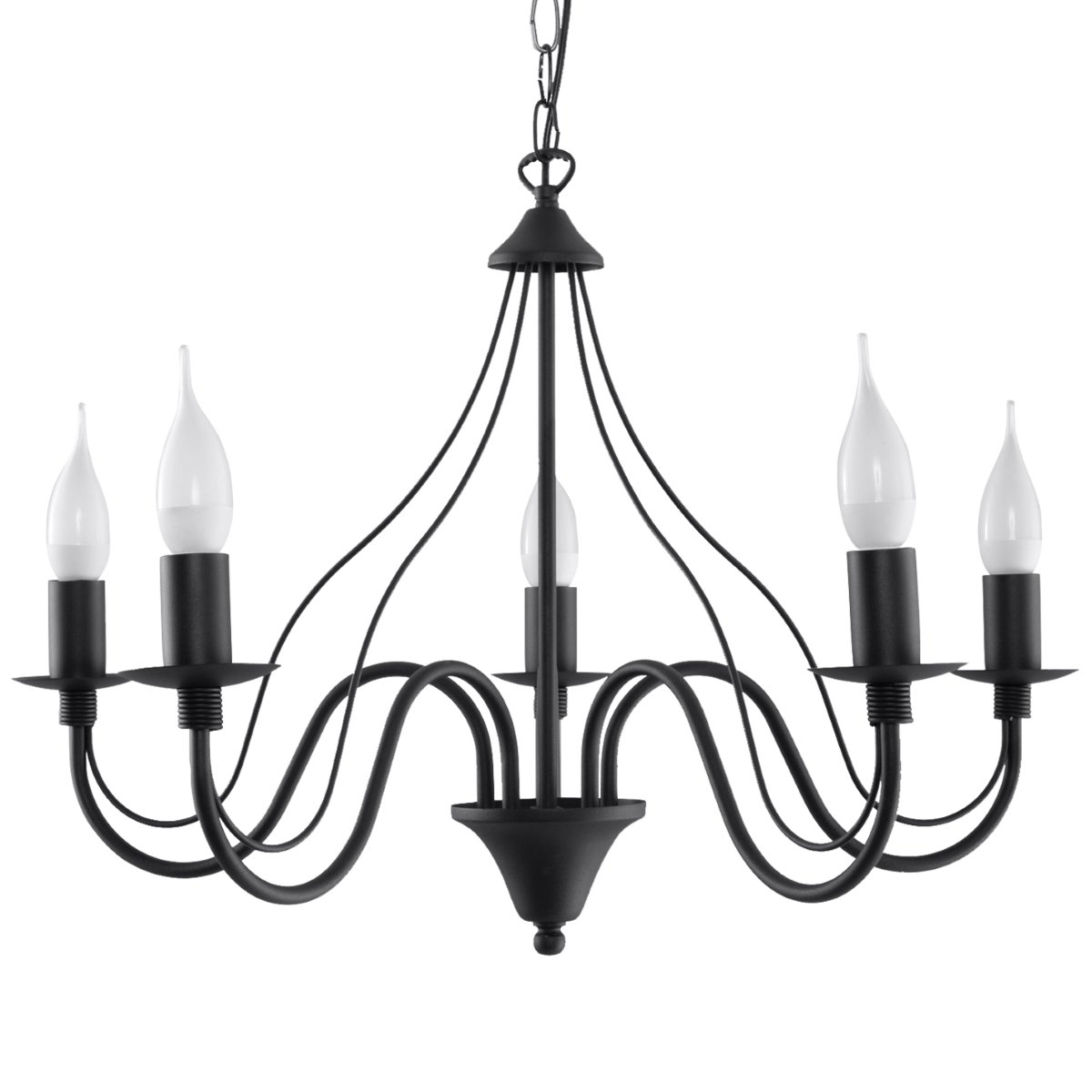 Lustre Acier Noir E14 5 Minerwa noir, EDEN