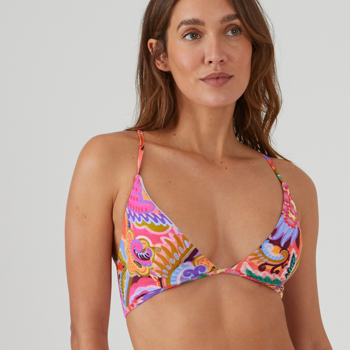 Printed Halterneck Bikini Top printed, LA REDOUTE COLLECTIONS