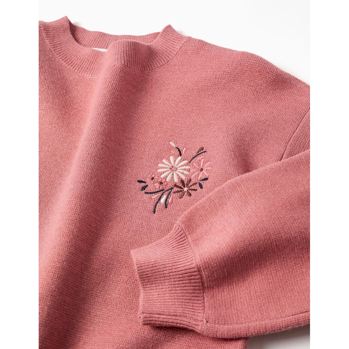 Pull en maille avec fleurs brodées rose, ZIPPY