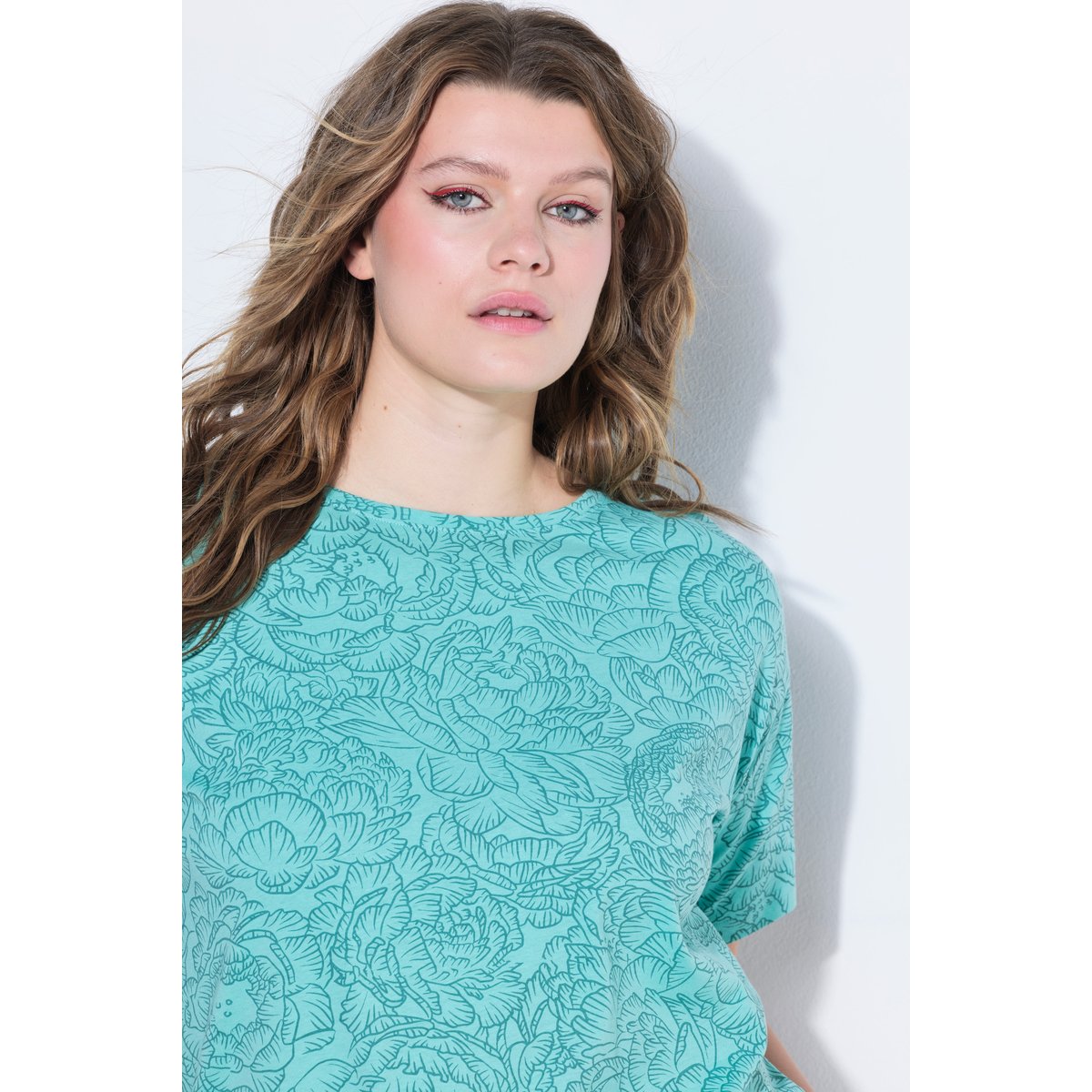 T-shirt oversize, imprimé floral menthe bleue, STUDIO UNTOLD