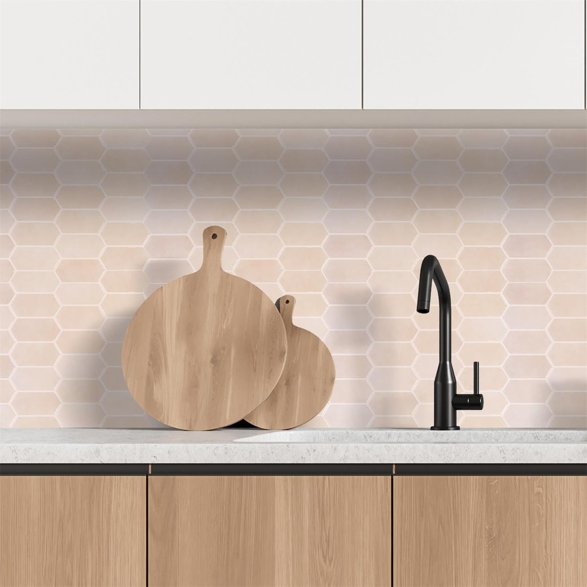 Lot de 4 crédences adhésives hexagonales beige, THE HOME DECO FACTORY