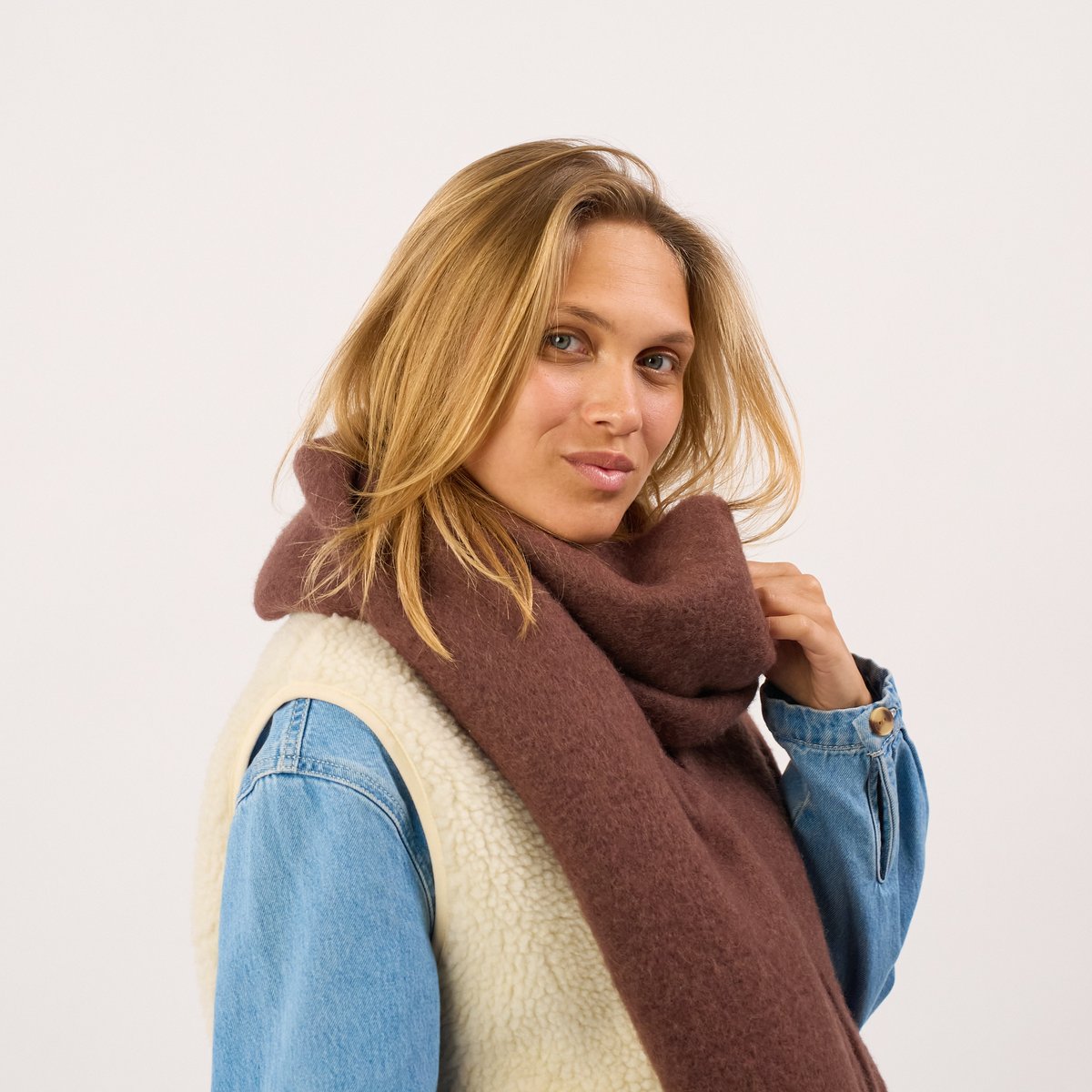 Echarpe en laine LARGE marron, BILLYBELT