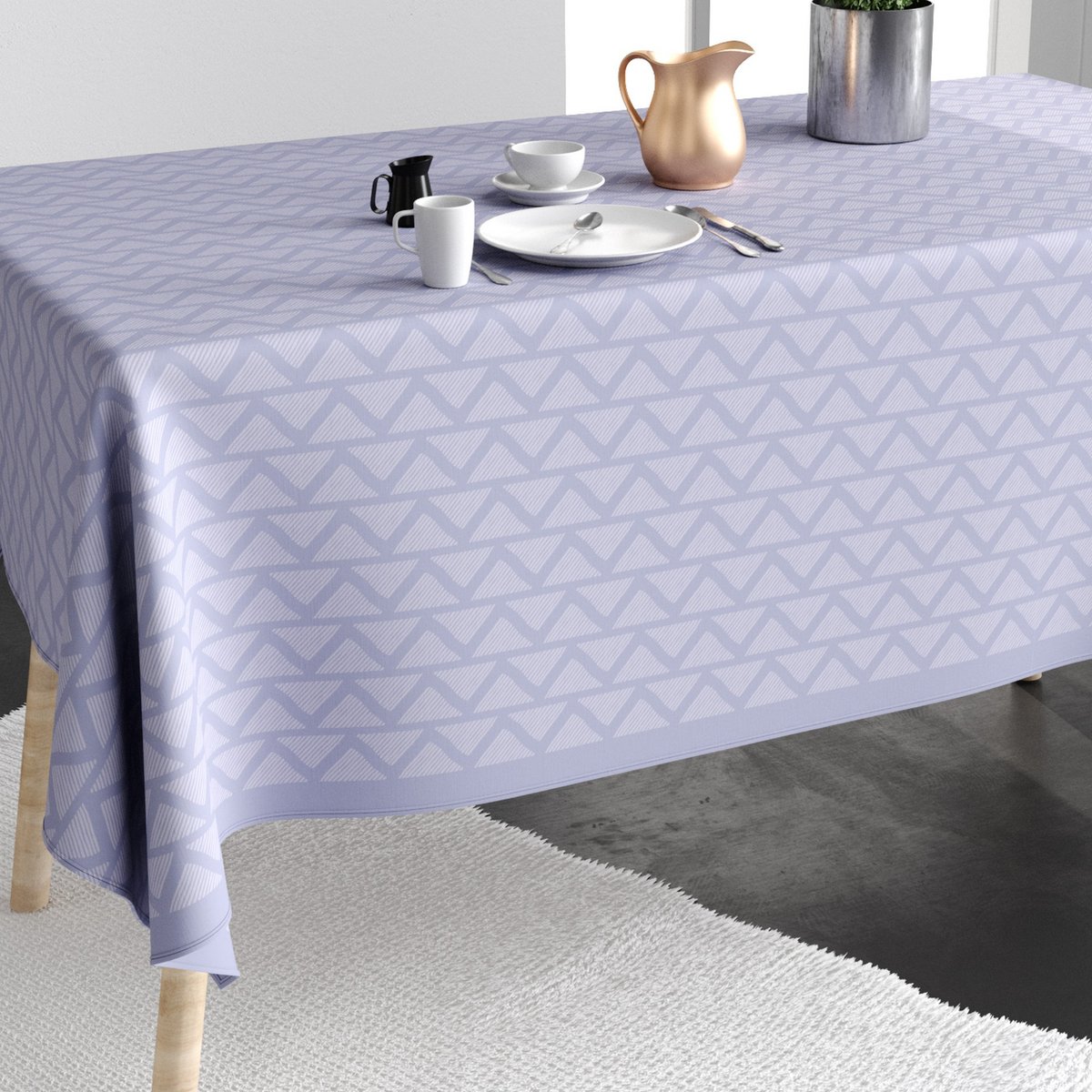Nappe rectangulaire anti tache Coton Tana Glycine violet, EDEN