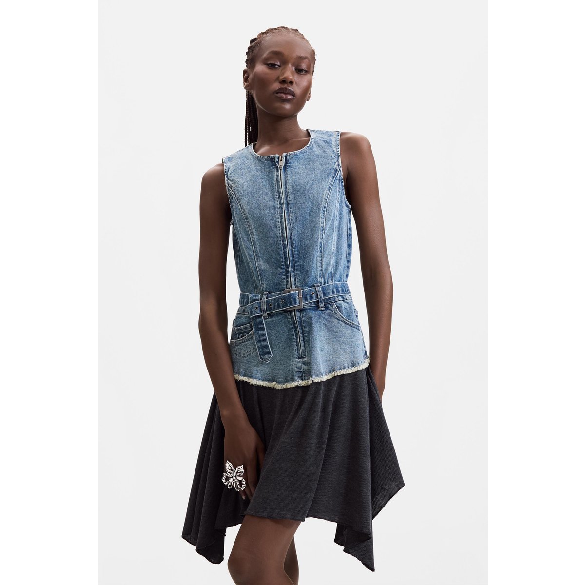 Robe en denim sans manches 100 % coton bleu, DESIGUAL