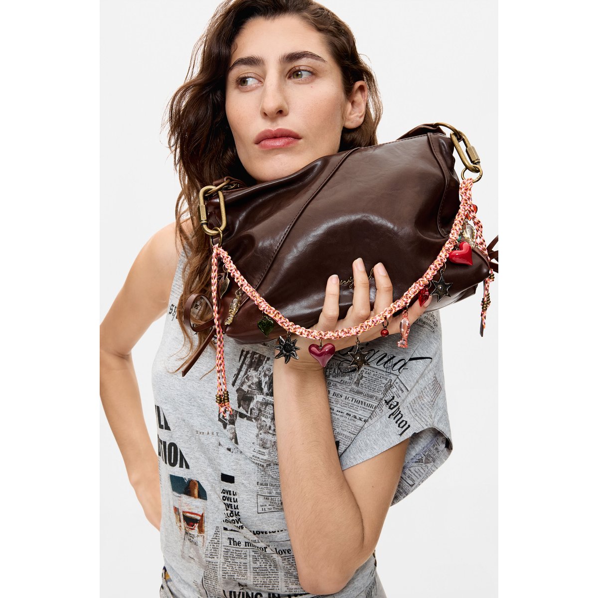 Sac bandoulière moyen marron, DESIGUAL