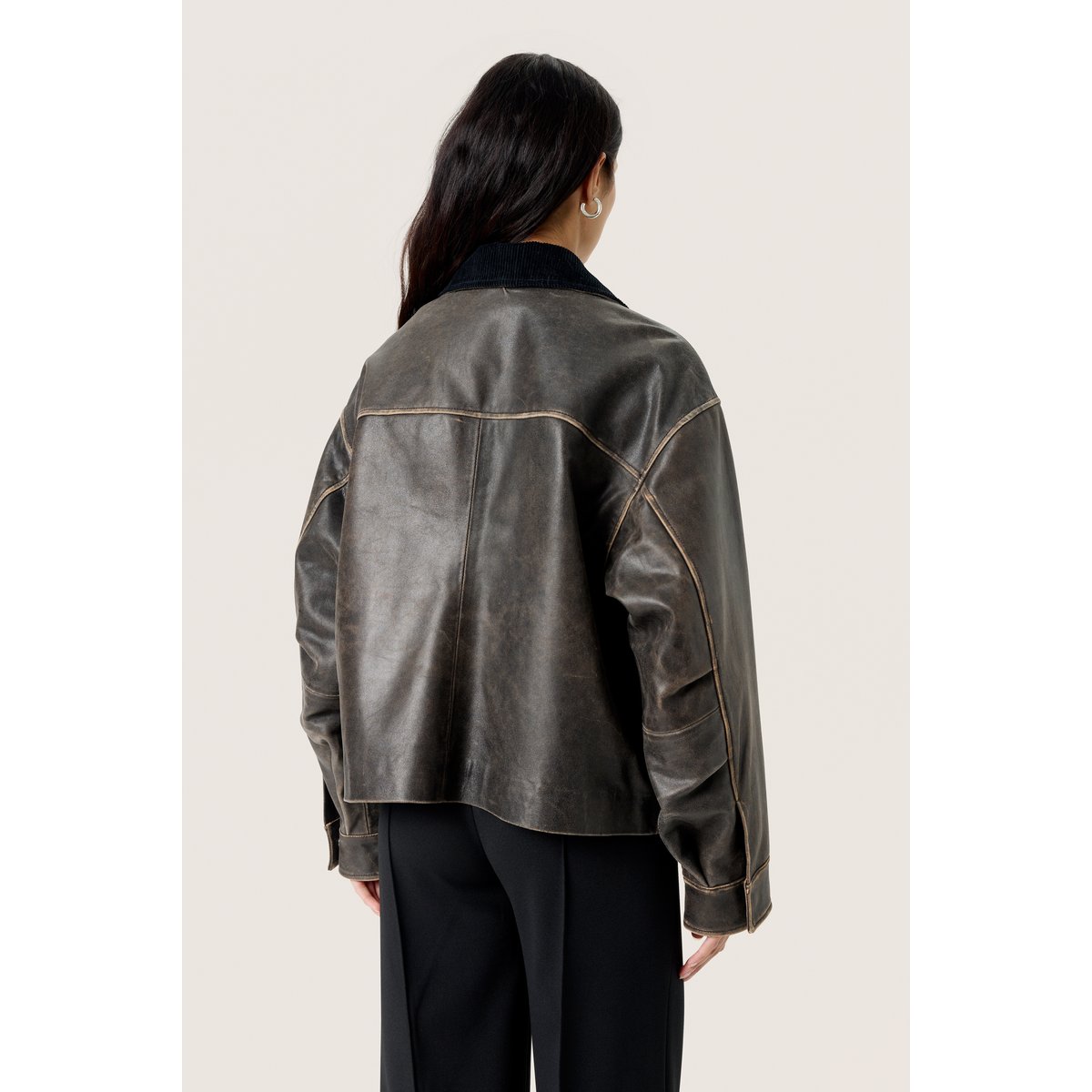 Veste en cuir marron chocolate torte, SOAKED IN LUXURY
