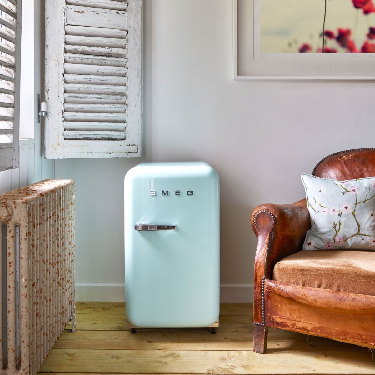 Mini réfrigérateur 1 porte poignée à gauche FAB5 vert d'eau brillant, SMEG