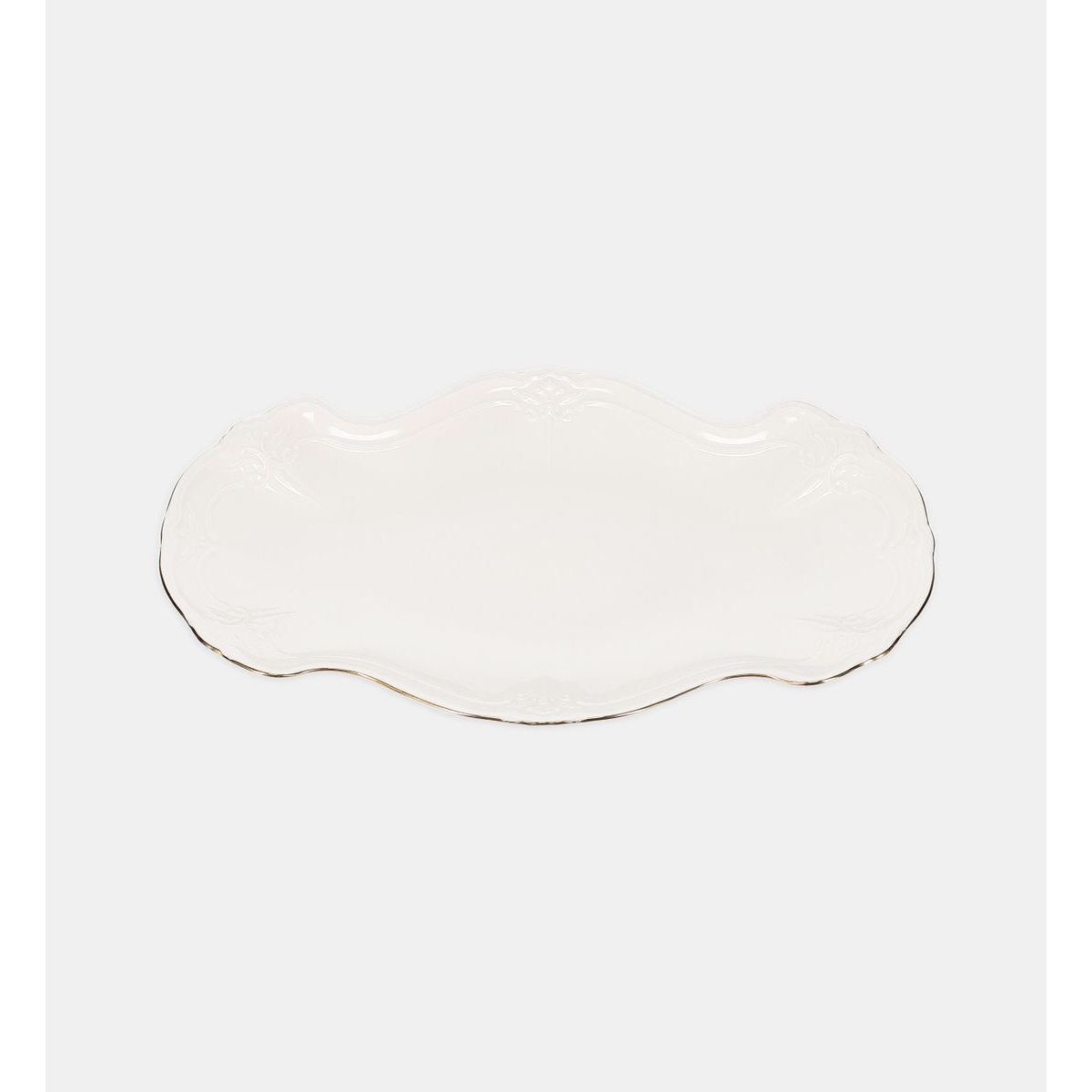 Plat à servir avec bord doré blanc et doré, BONBISTRO