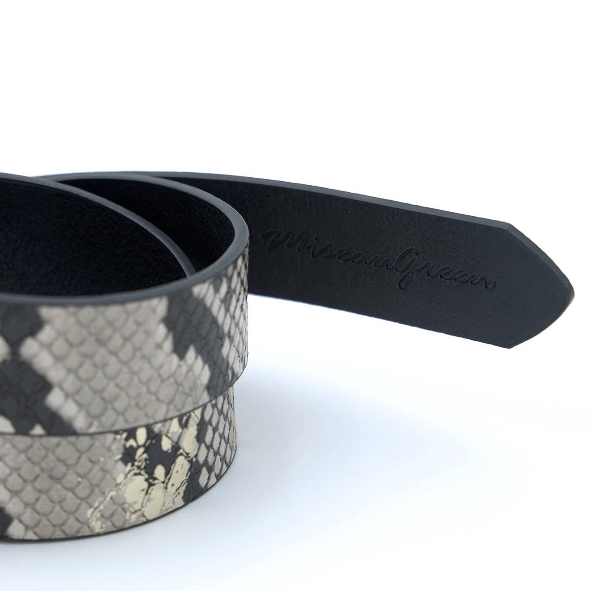 Ceinture motif python Glenda taupe, MISE AU GREEN