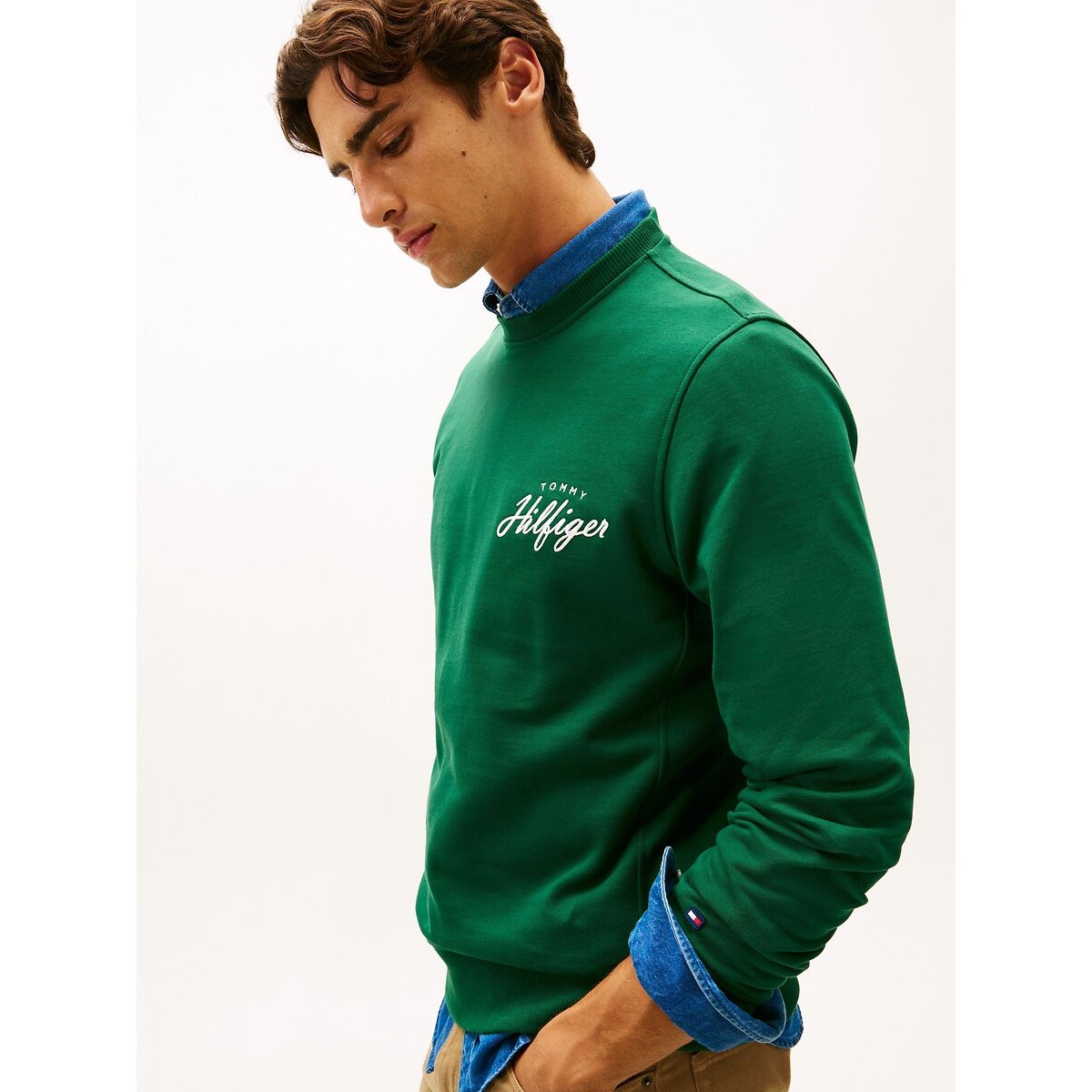 Crew Neck Sweatshirt emerald green, TOMMY HILFIGER