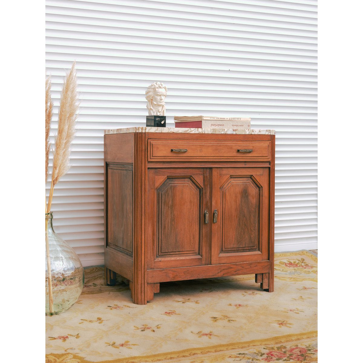 Buffet en noyer et marbre Gilbert N°1785 - Bon état marron, DEBONGOUT