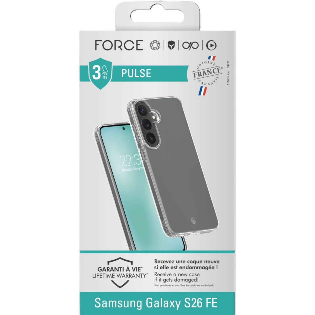 Coque Samsung Galaxy S26 FE transparente couleur unique, FORCE CASE