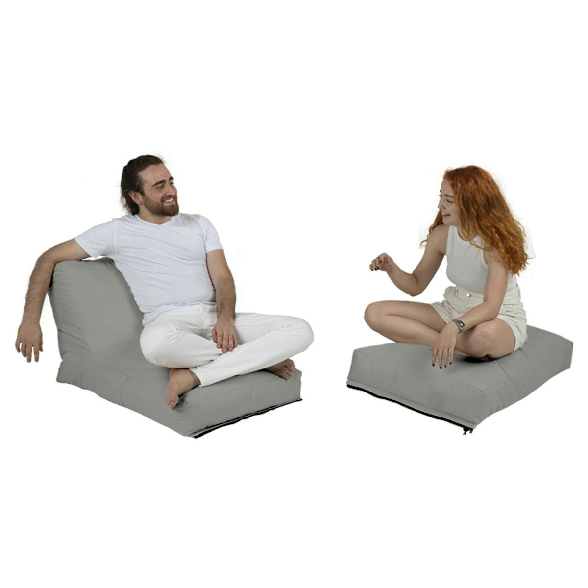 Pouf transat de jardin imperméable pliant ARTA gris, PIER IMPORT