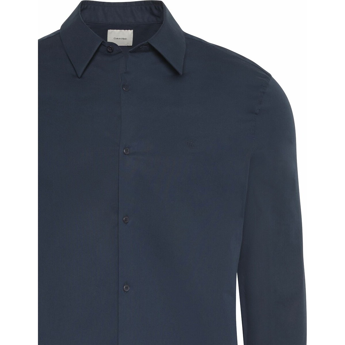 Camisa de mangas compridas de corte justo marinho, CALVIN KLEIN
