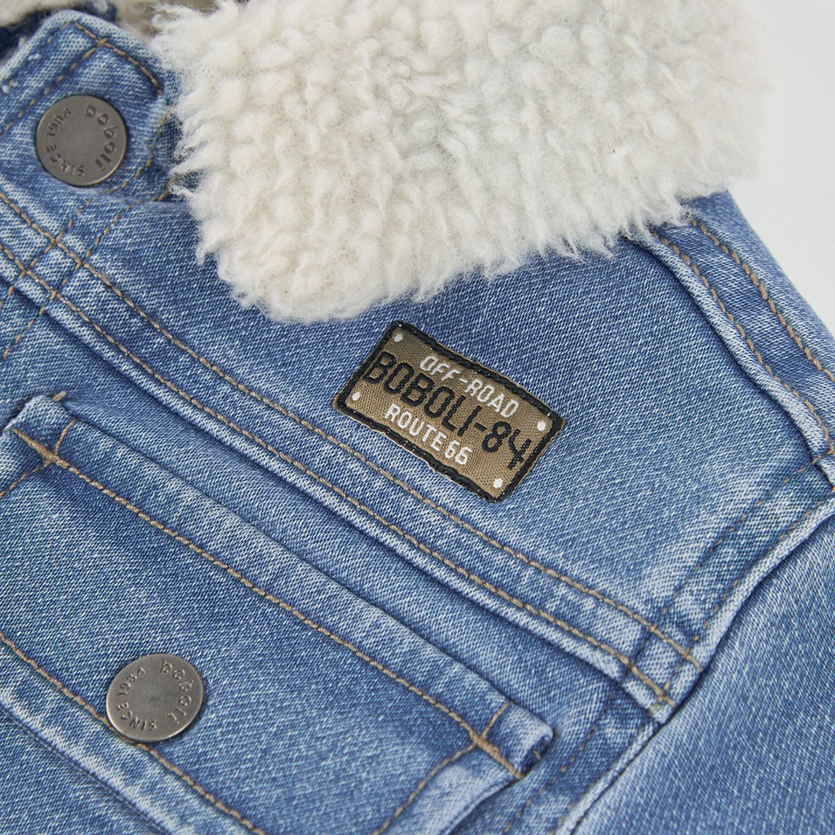 Veste denim maille garçon avec col molleton bleu, BOBOLI