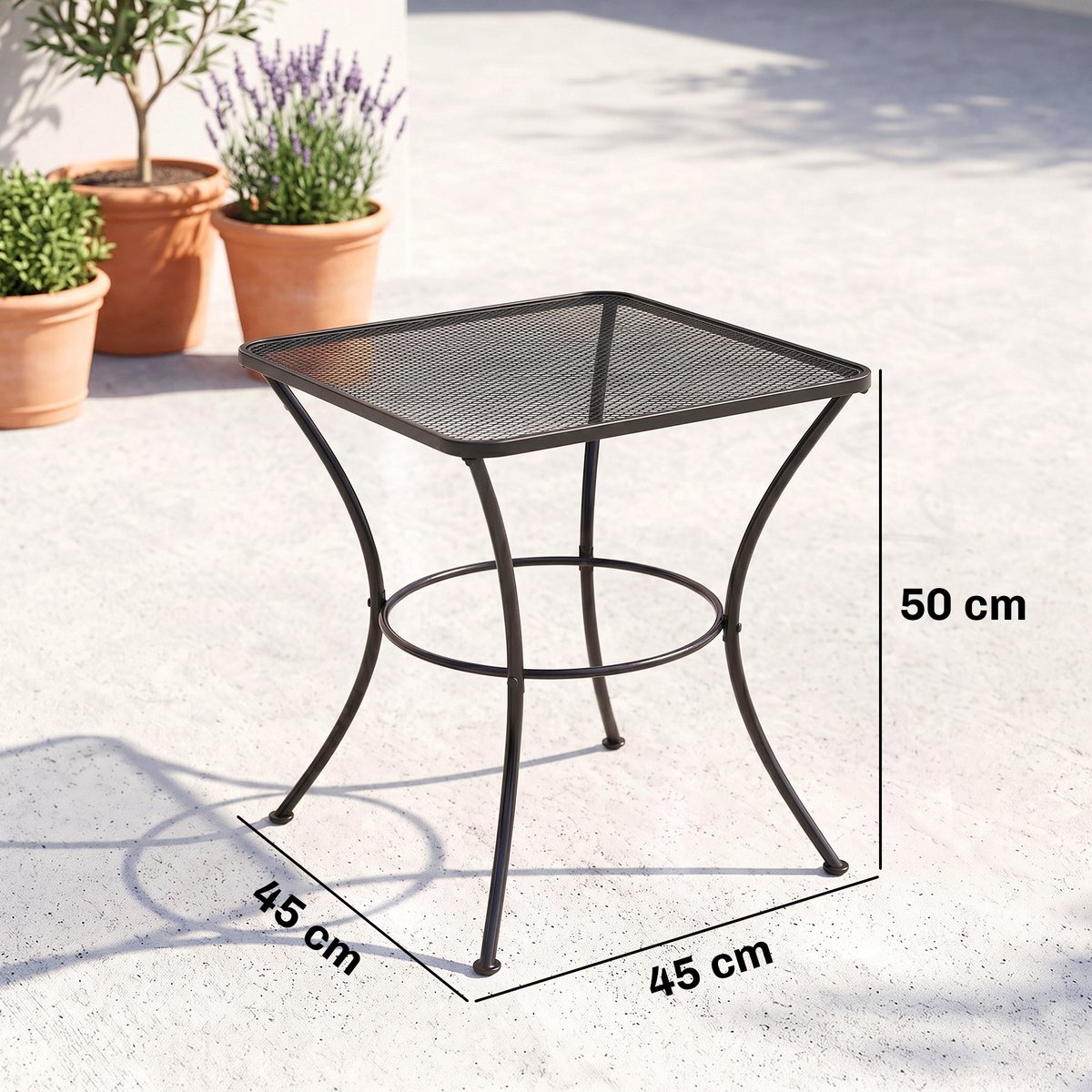 Table d'appoint de terrasse métal Noir noir, OUTSUNNY