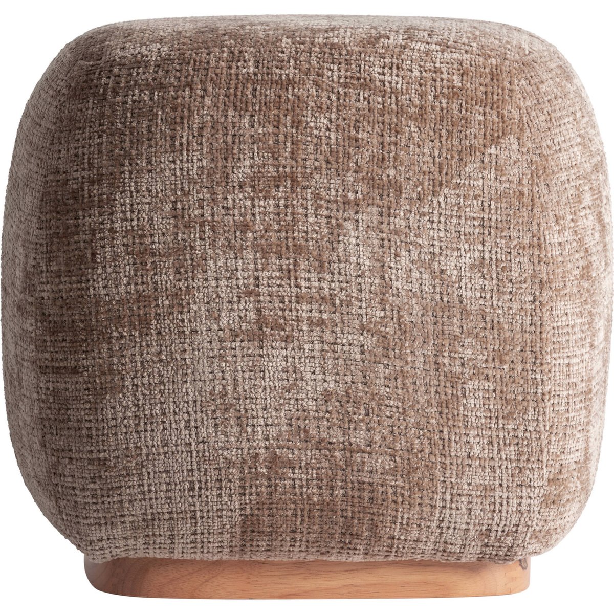 Pouf repose-pieds contemporain taupe et bois clair, RECOLLECTION