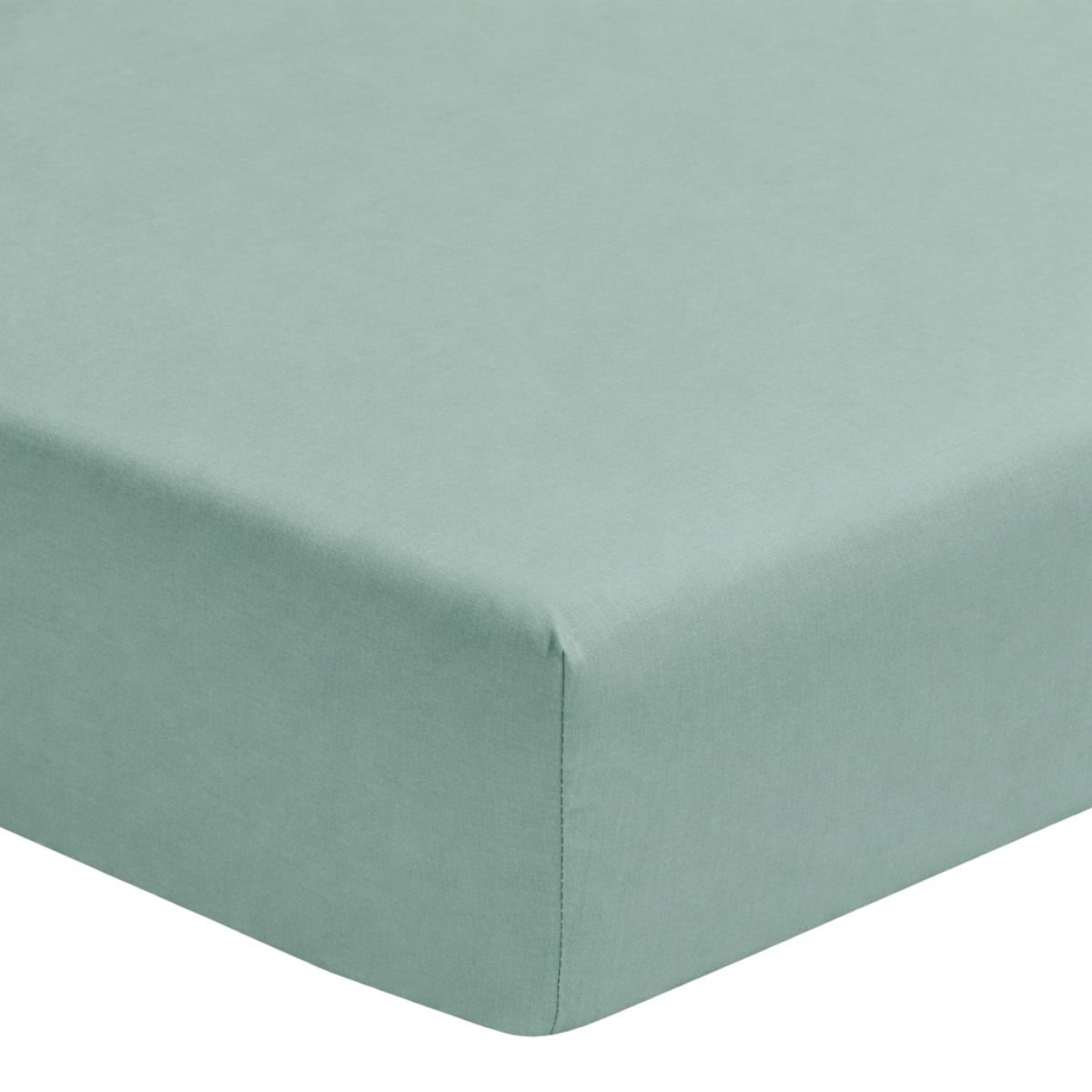 Drap housse imprimé en coton et viscose de bambou, bonnet de 25cm, ZEPHIR bleu gris, A DEMAIN