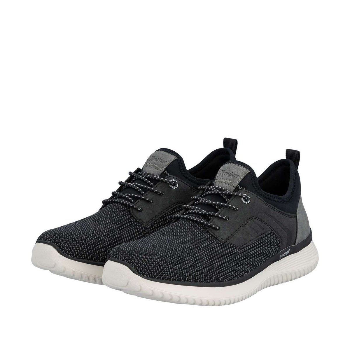Sneakers noires à talon plat avec une languette d'aisance à l'arrière noir, RIEKER