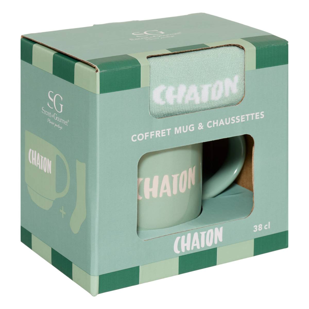 Coffret mug 38cl + chaussettes Champion vert modèle b, ATMOSPHERA