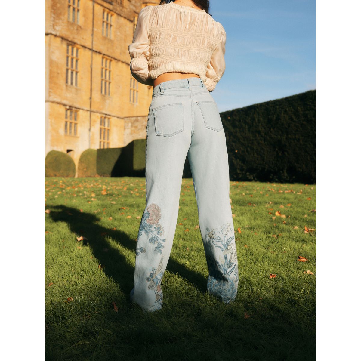 Jean brodé surpiqué national trust x next jean bleu moyen, NEXT