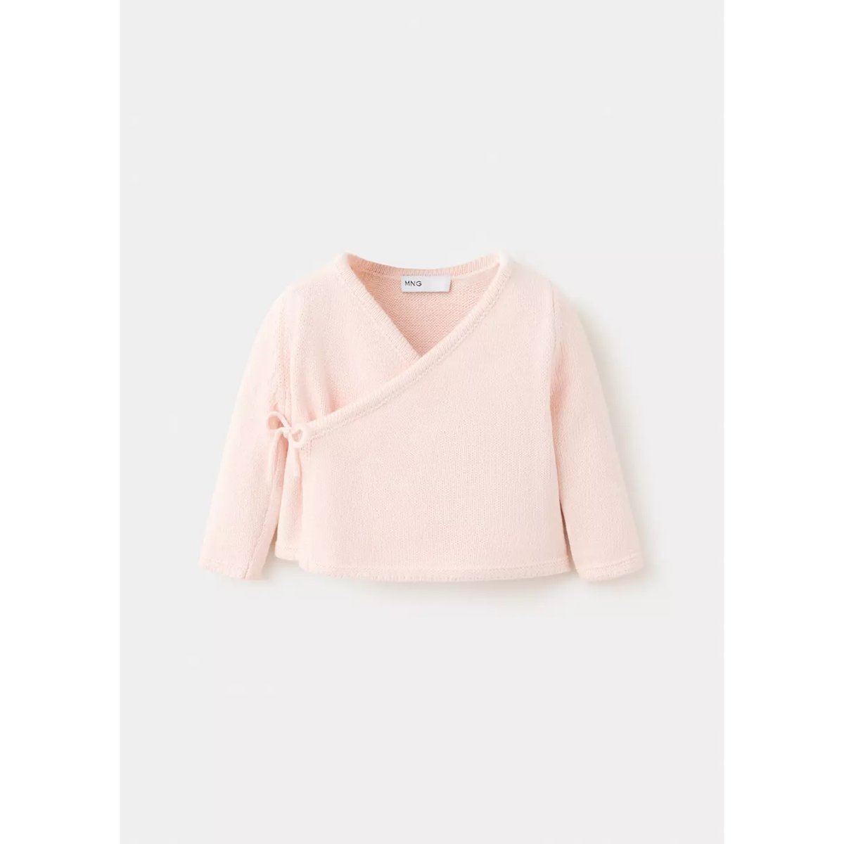 Cardigan en maille croisé rose clair, MANGO BABY
