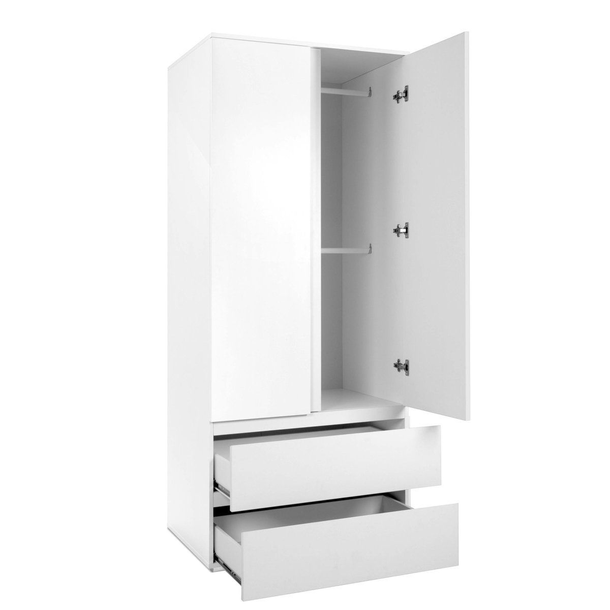 Armoire penderie blanche 2 portes 2 tiroirs ALVA blanc, PIER IMPORT