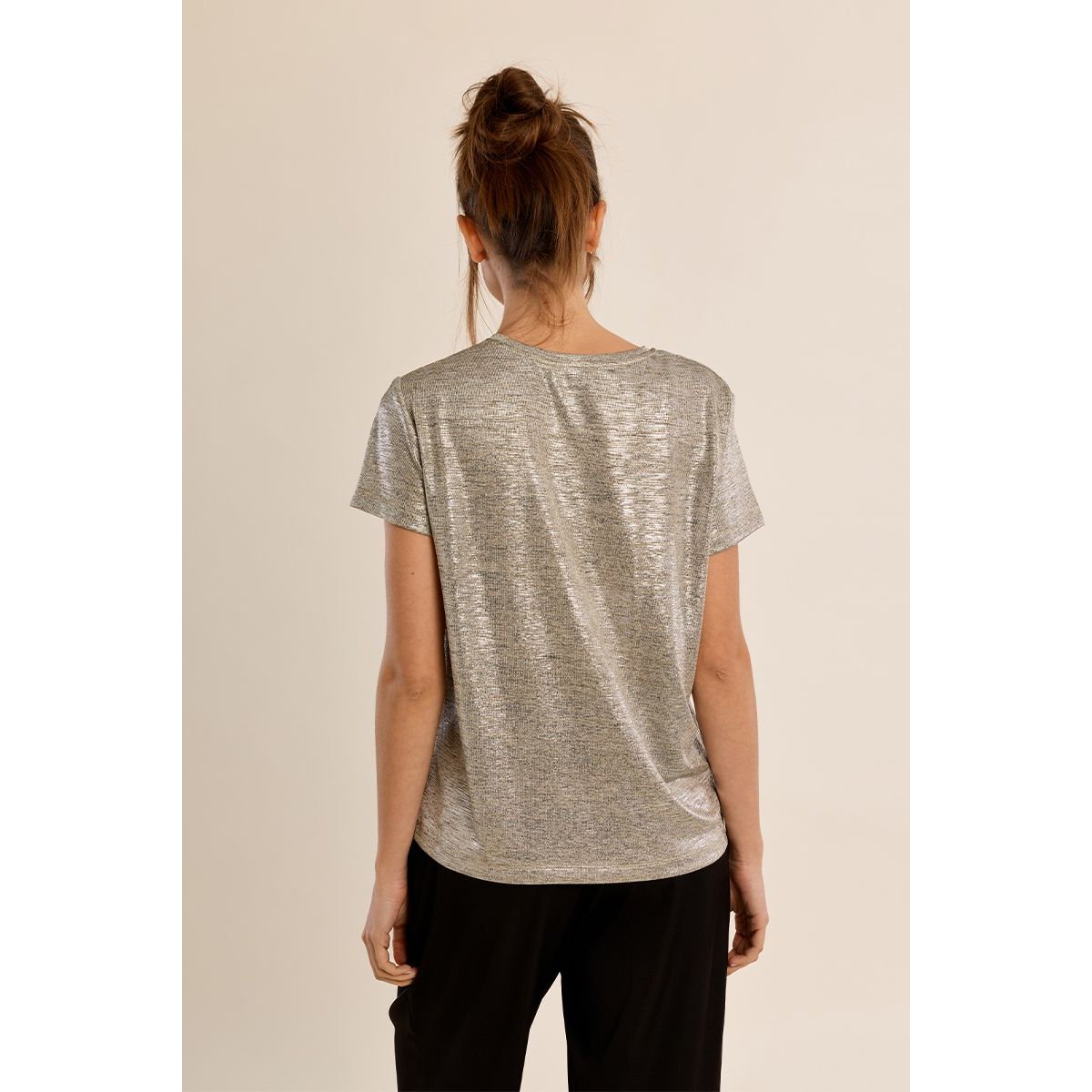T-shirt métallisé beige, MOLLY BRACKEN