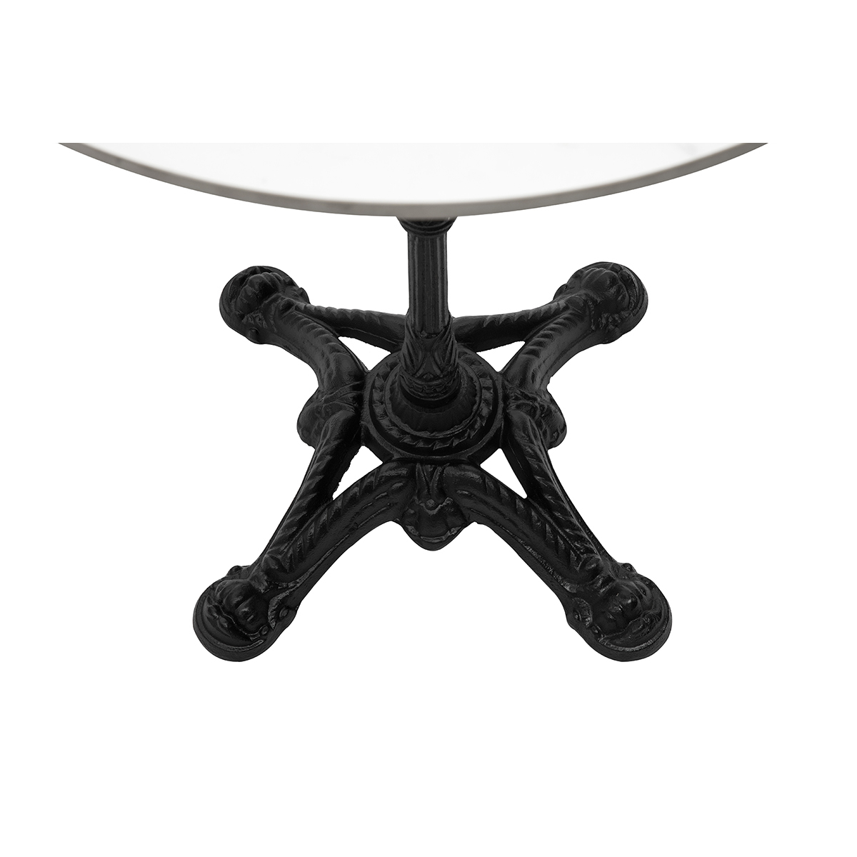 Table bistrot ronde en pierre minérale et métal noir D60 cm CONTY blanc et noir, MILIBOO