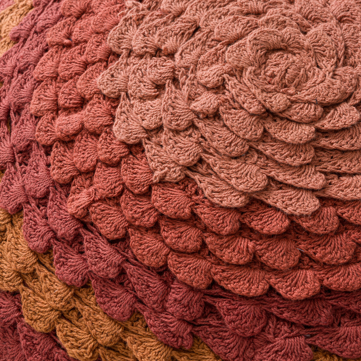 Rond gehaakt katoenen kussen, LAURIAN multicolor, LA REDOUTE INTERIEURS