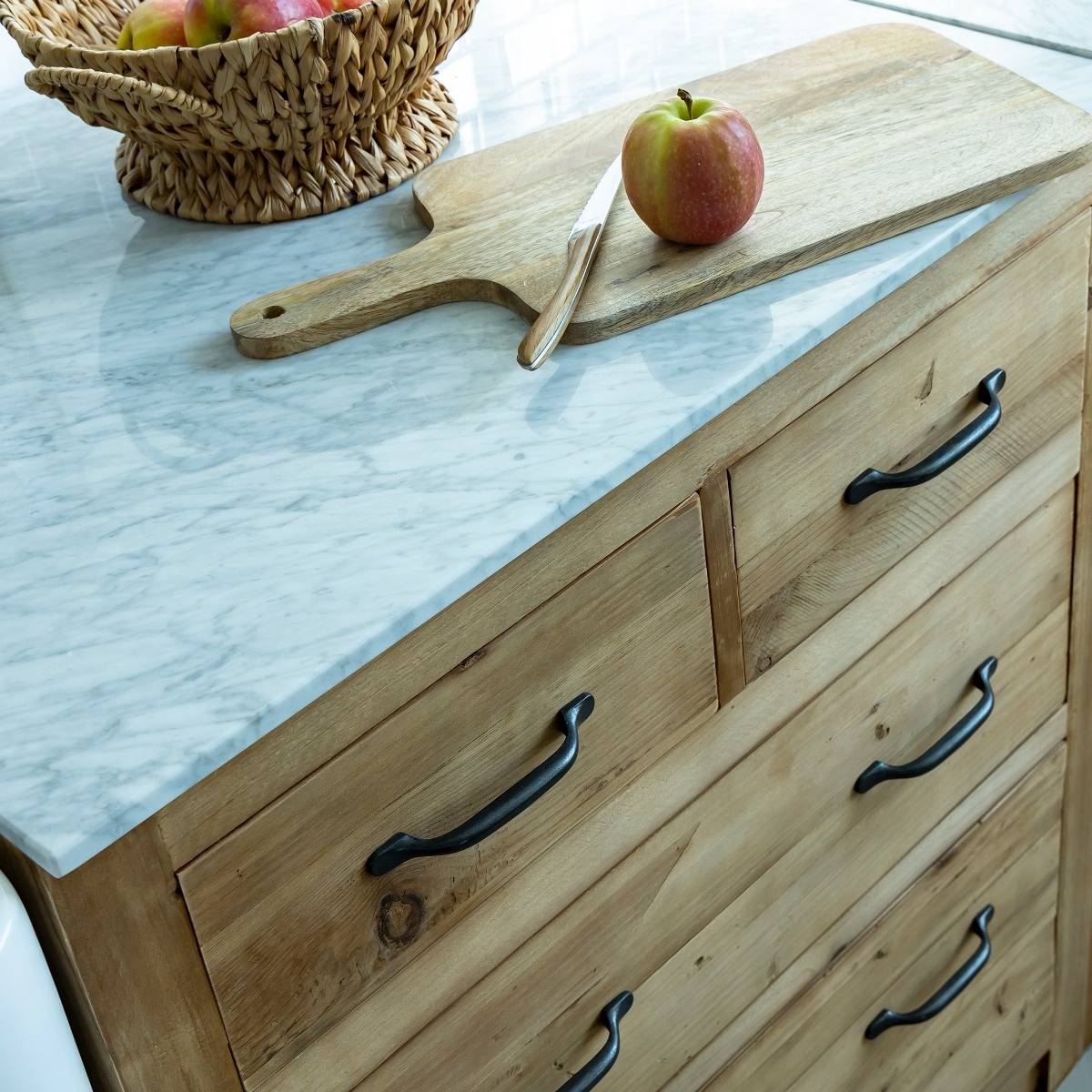 Meuble bas de cuisine en bois recyclé EPURE bois clair, MADE IN MEUBLES