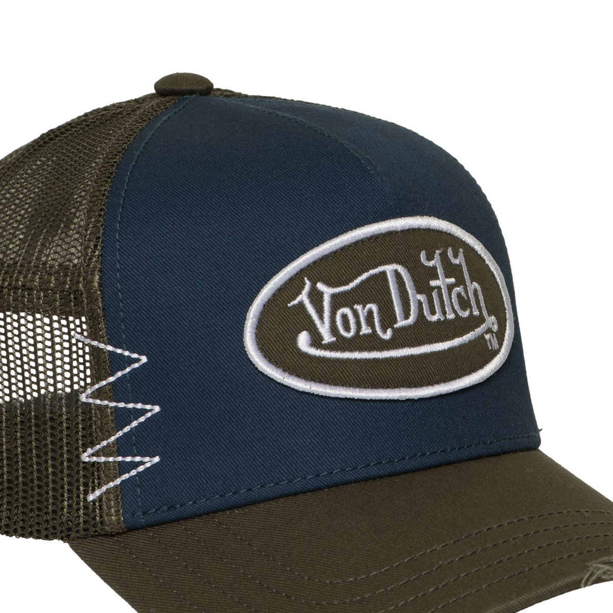 Casquette trucker USED bleu foncé/kaki foncé/blanc, VON DUTCH