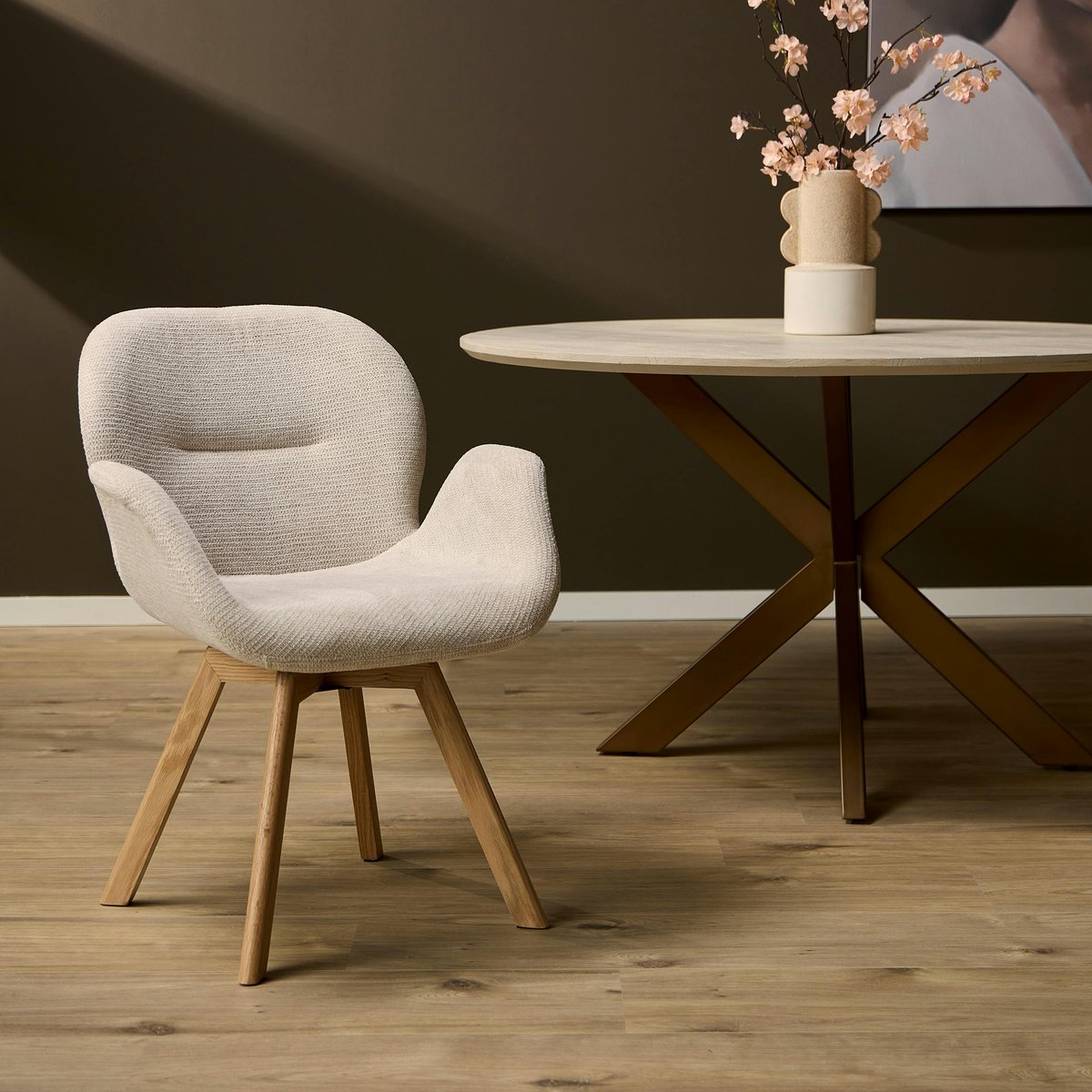 Chaise scandinave pivotante beige (lot de 2) CORTINA beige, PIER IMPORT