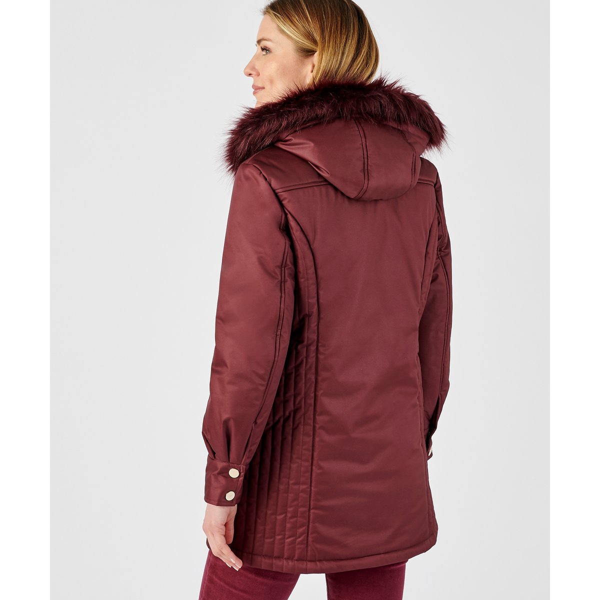 Parka Thermolactyl à piqûres fantaisie rouge bordeaux, DAMART