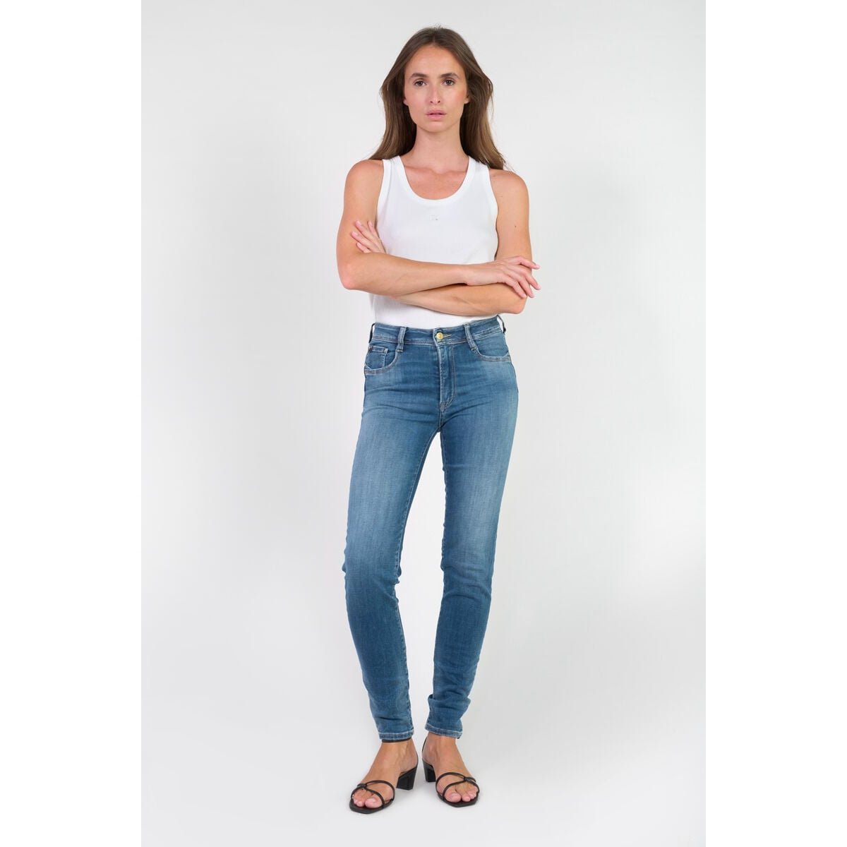 Jeans push-up taille haute PULP, longueur 34 blue, LE TEMPS DES CERISES