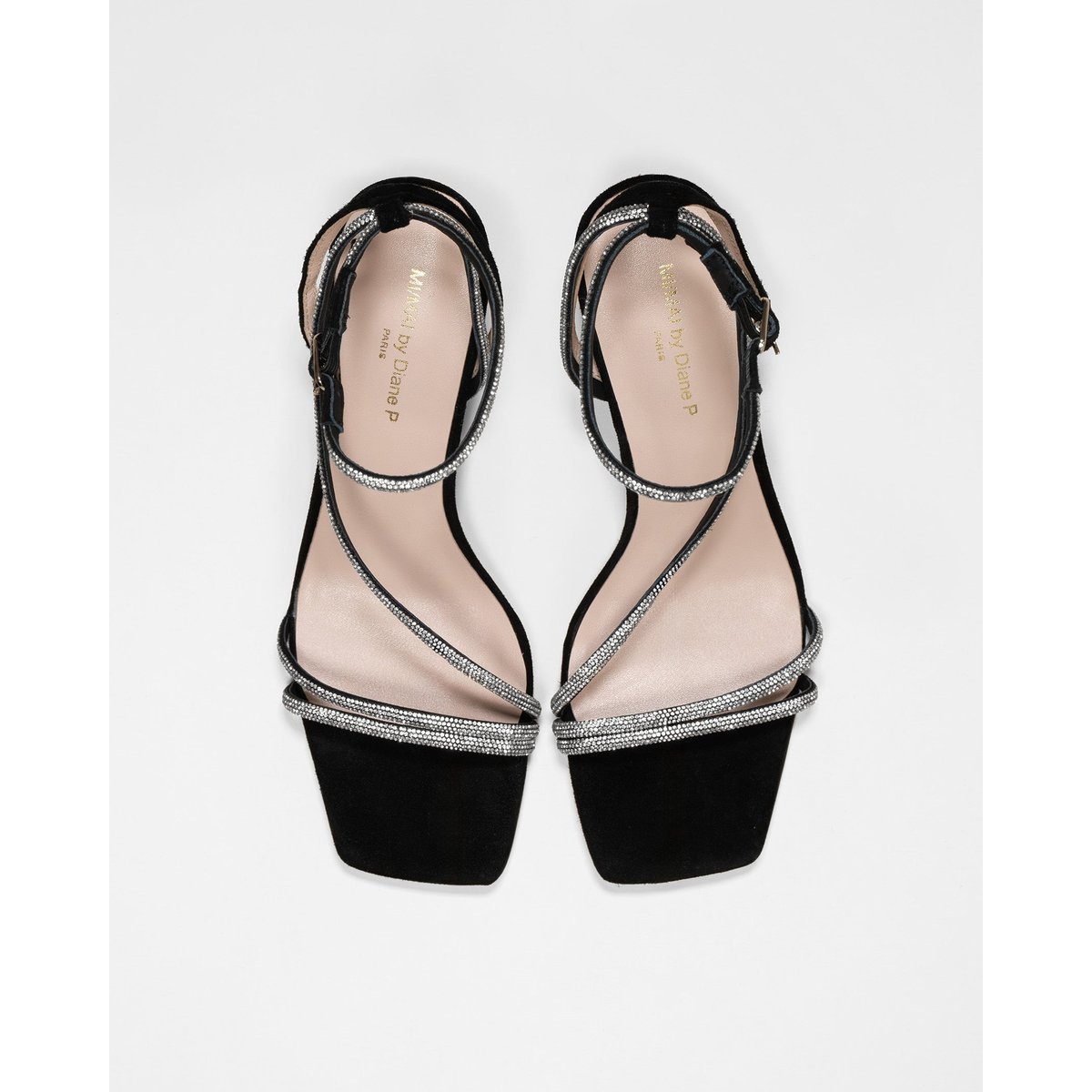 Sandales à strass et en daim CAPRI noir, MI MAI